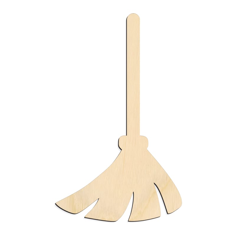 Laser-cut baltic birch silhouette of BROOM CLASSIC