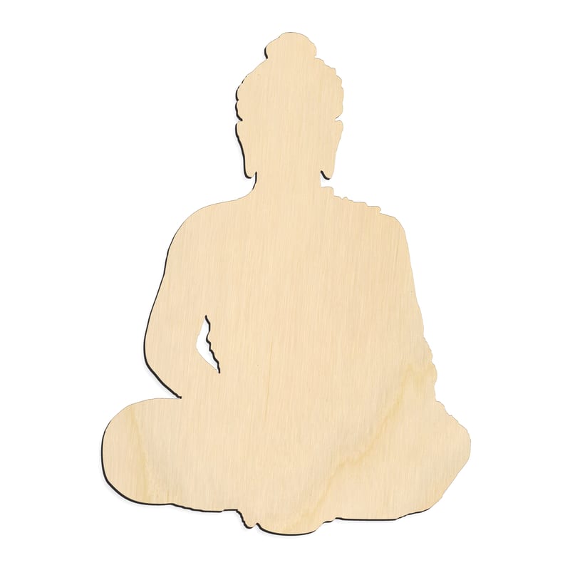 Laser-cut baltic birch silhouette of BUDDA