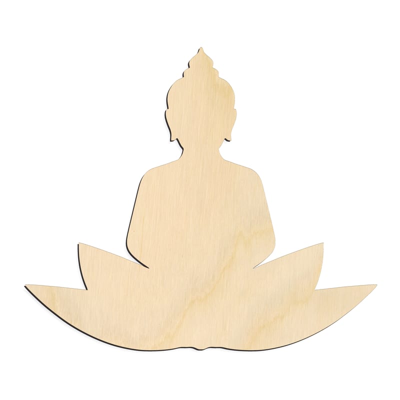 Laser-cut baltic birch silhouette of BUDDHA