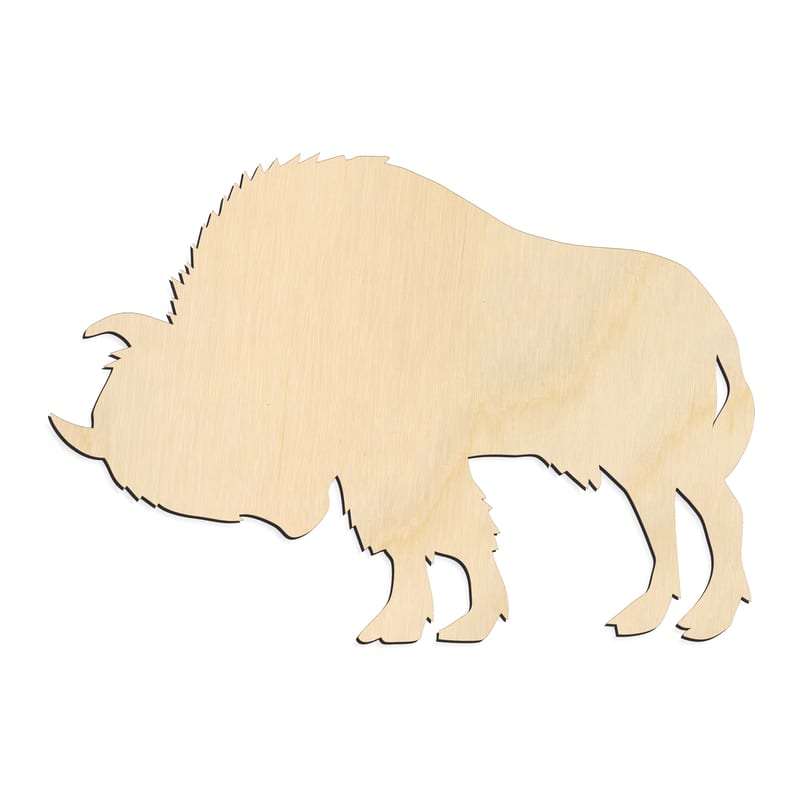 Laser-cut baltic birch silhouette of Buffalo Bison Silhouette