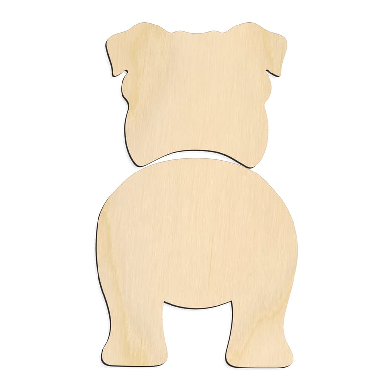 Laser-cut baltic birch silhouette of BULLDOG
