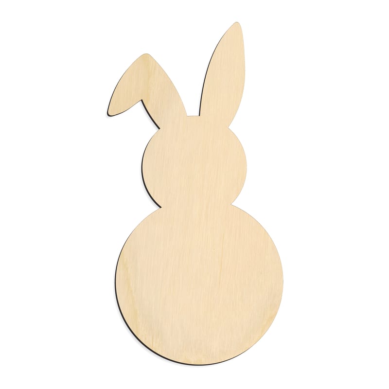 Laser-cut baltic birch silhouette of FRONT TALL BUNNY