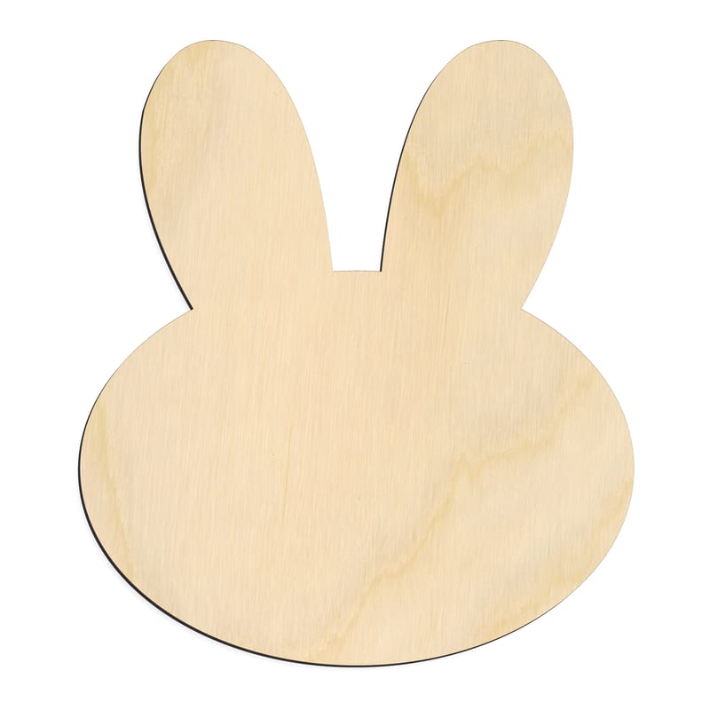 Laser-cut baltic birch silhouette of ROUNDED BUNNY HEAD