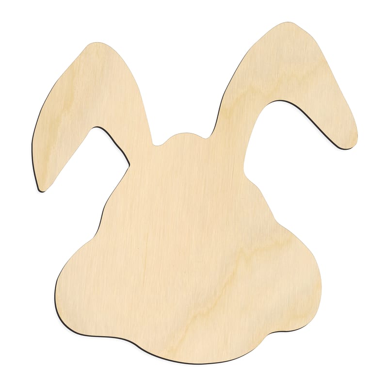 Laser-cut baltic birch silhouette of TALL BUNNY HEAD