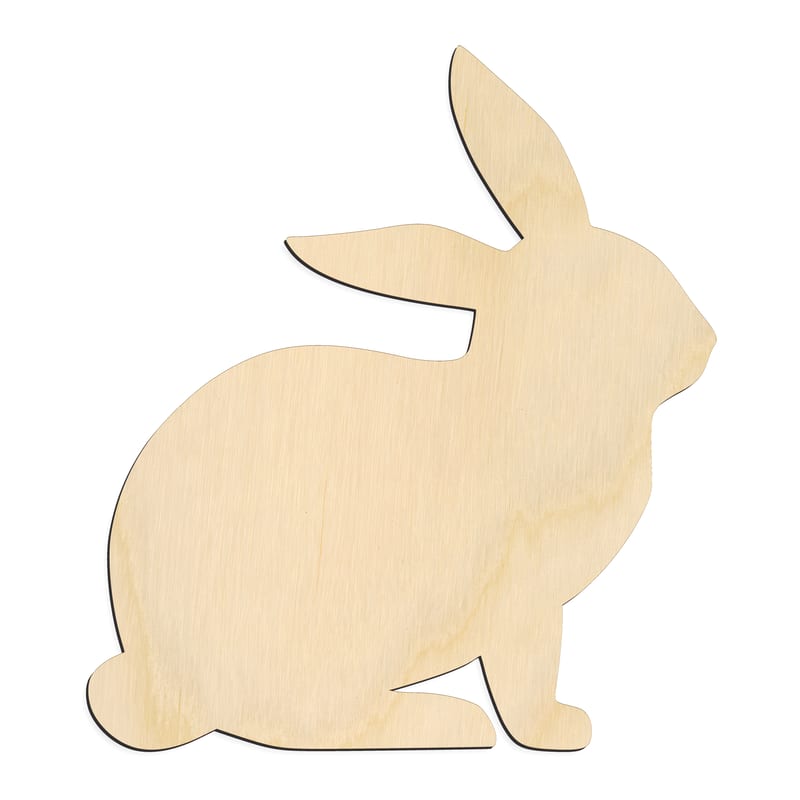 Laser-cut baltic birch silhouette of LEAPING BUNNY
