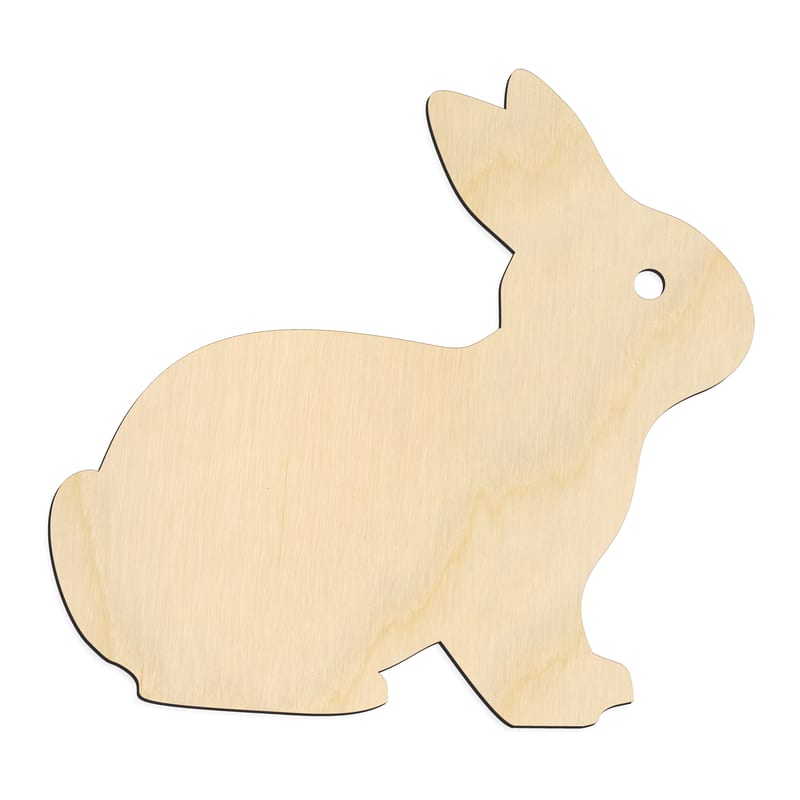 Laser-cut baltic birch silhouette of ROUNDED BUNNY SILHOUETTE