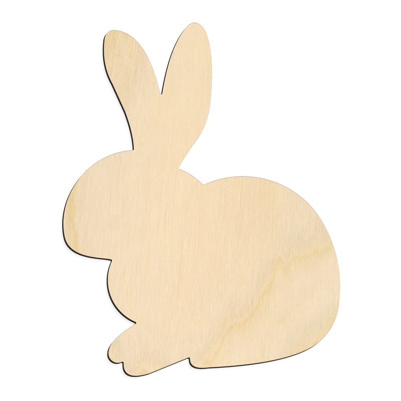 Laser-cut baltic birch silhouette of SITTING BUNNY