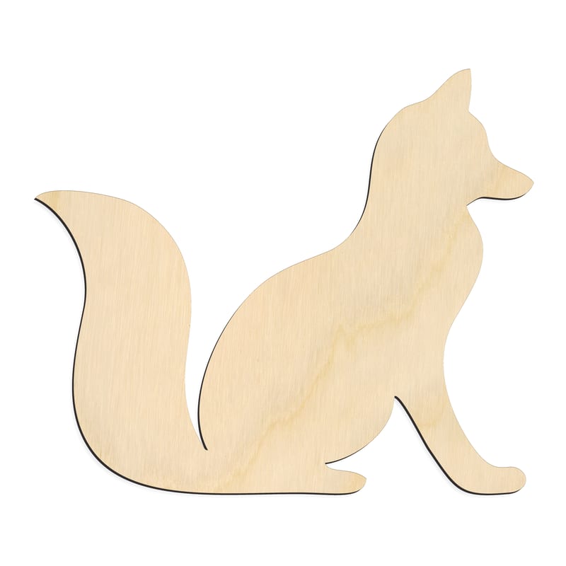 Laser-cut baltic birch silhouette of BUSHY TAIL FOX