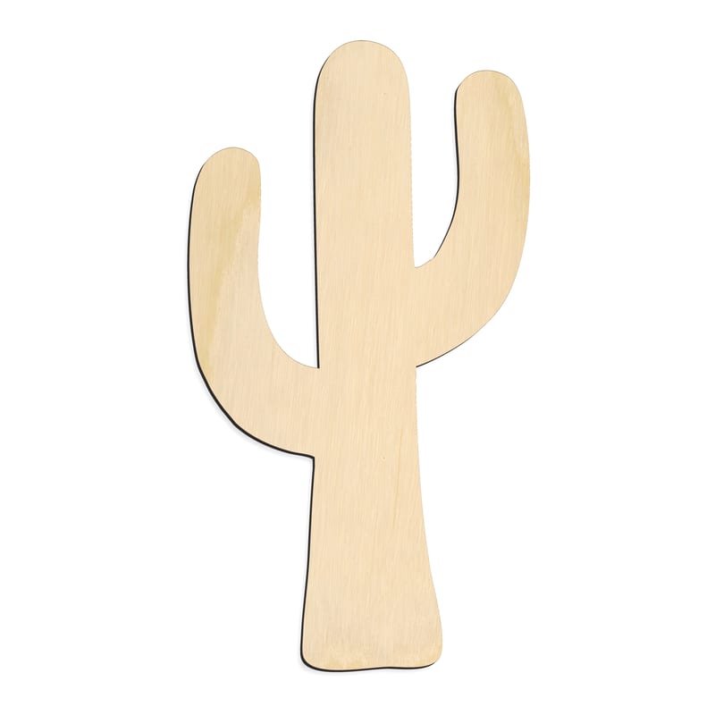 Laser-cut baltic birch silhouette of CACTUS CURVED ARMS