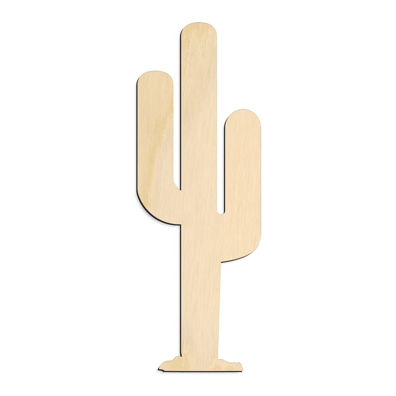 Laser-cut baltic birch silhouette of CACTUS TALL NARROW