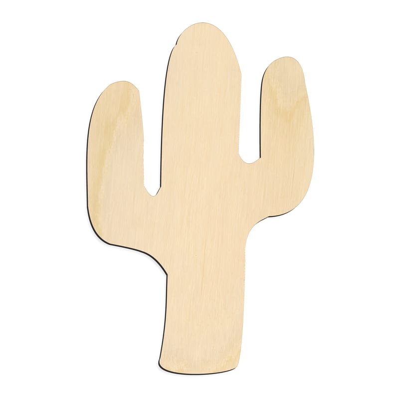 Laser-cut baltic birch silhouette of CACTUS THREE ARM