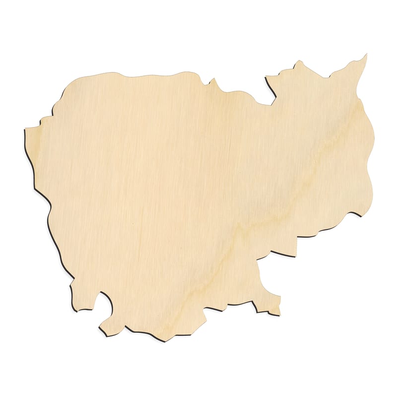 Laser-cut baltic birch silhouette of CAMBODIA