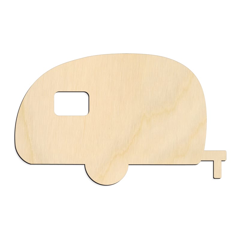 Laser-cut baltic birch silhouette of CAMPER