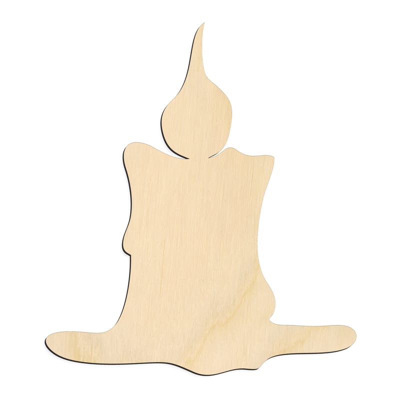 Laser-cut baltic birch silhouette of CANDLE MELTED