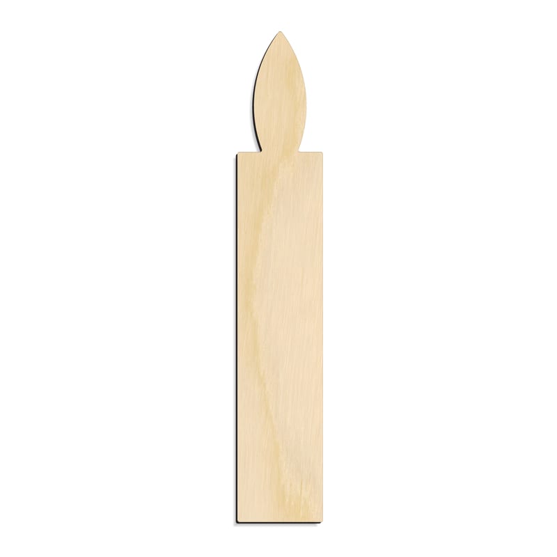 Laser-cut baltic birch silhouette of CANDLE STRAIGHT
