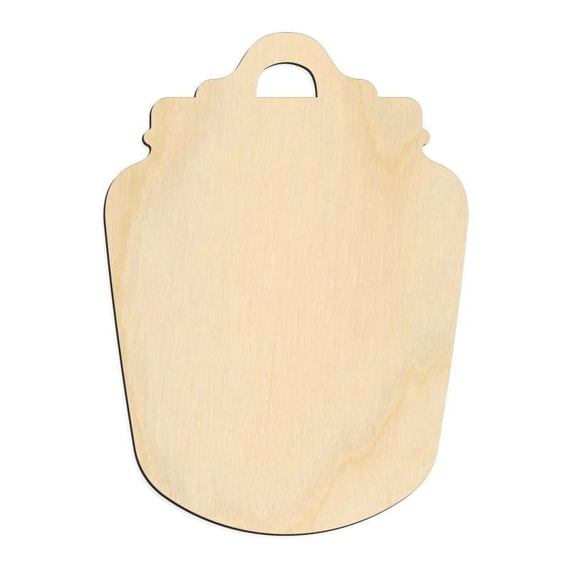 Laser-cut baltic birch silhouette of CAPPED CANDY JAR