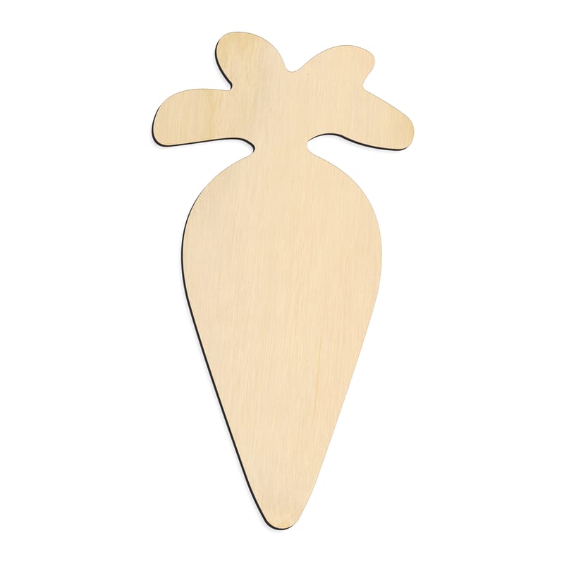 Laser-cut baltic birch silhouette of CARROT ROUNDED