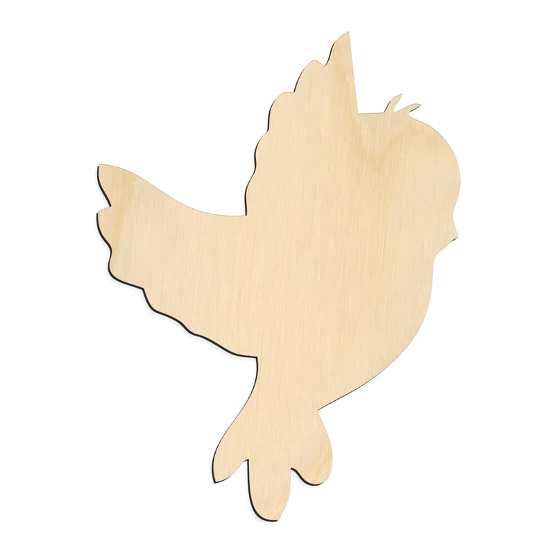 Laser-cut baltic birch silhouette of CARTOON BIRD