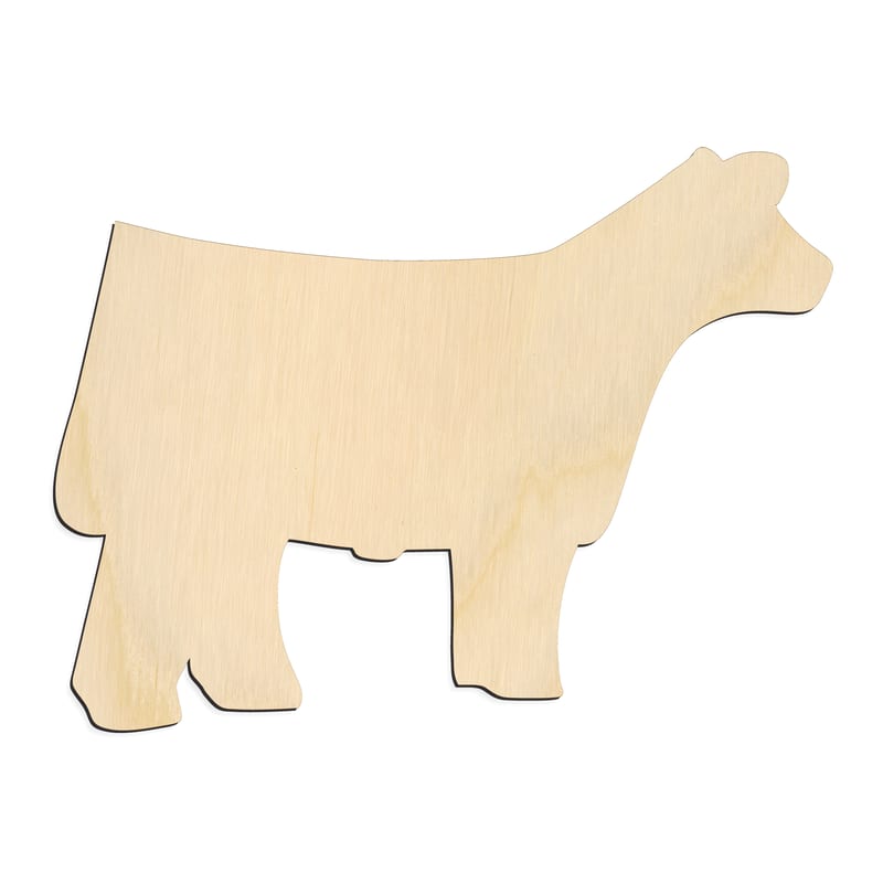 Laser-cut baltic birch silhouette of CARTOON COW