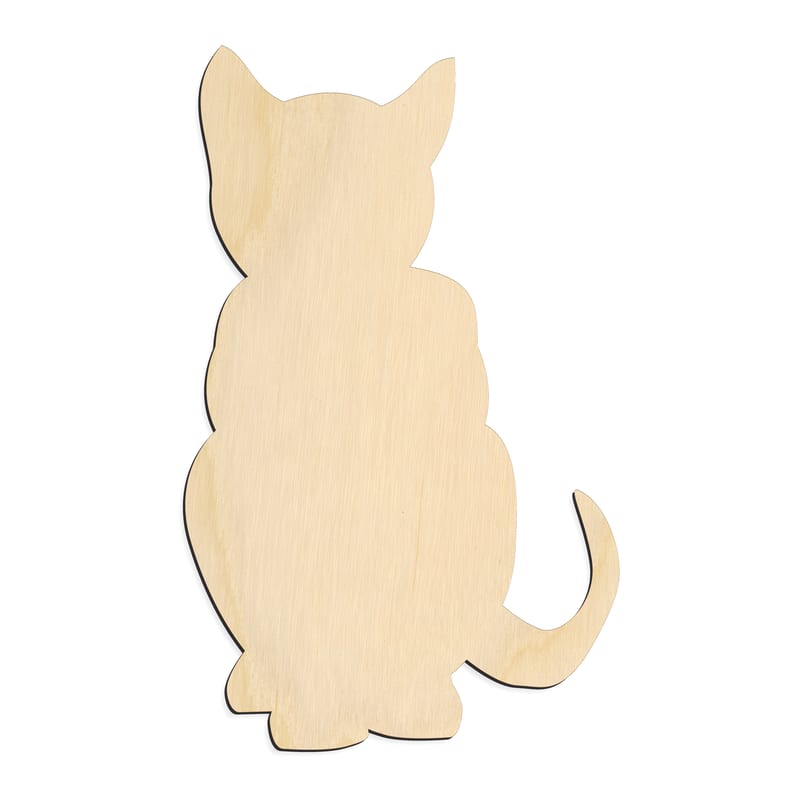 Laser-cut baltic birch silhouette of FRONT SITTING CAT