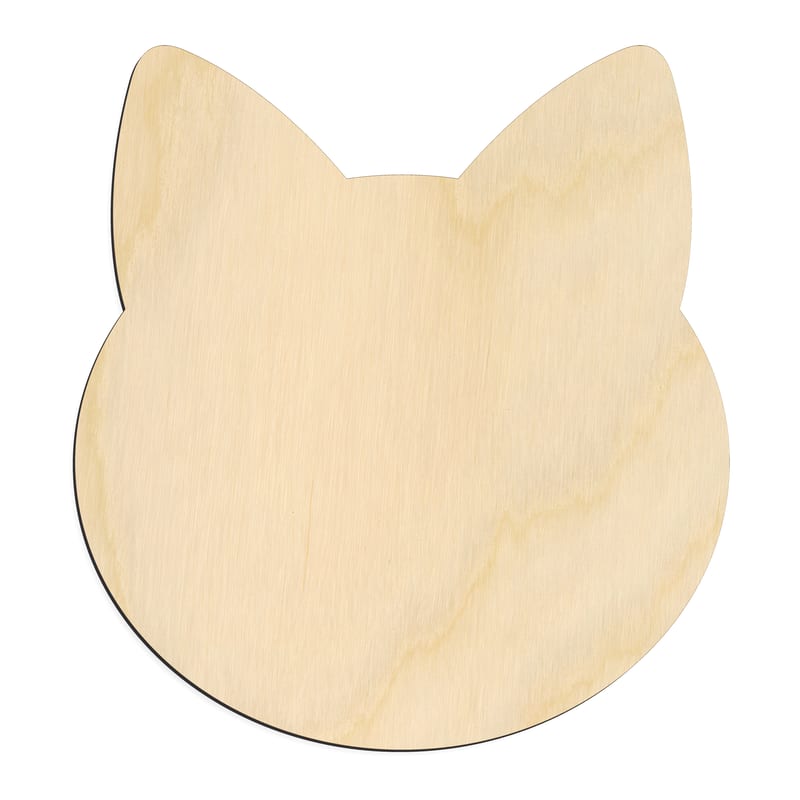 Laser-cut baltic birch silhouette of FRONT CAT HEAD