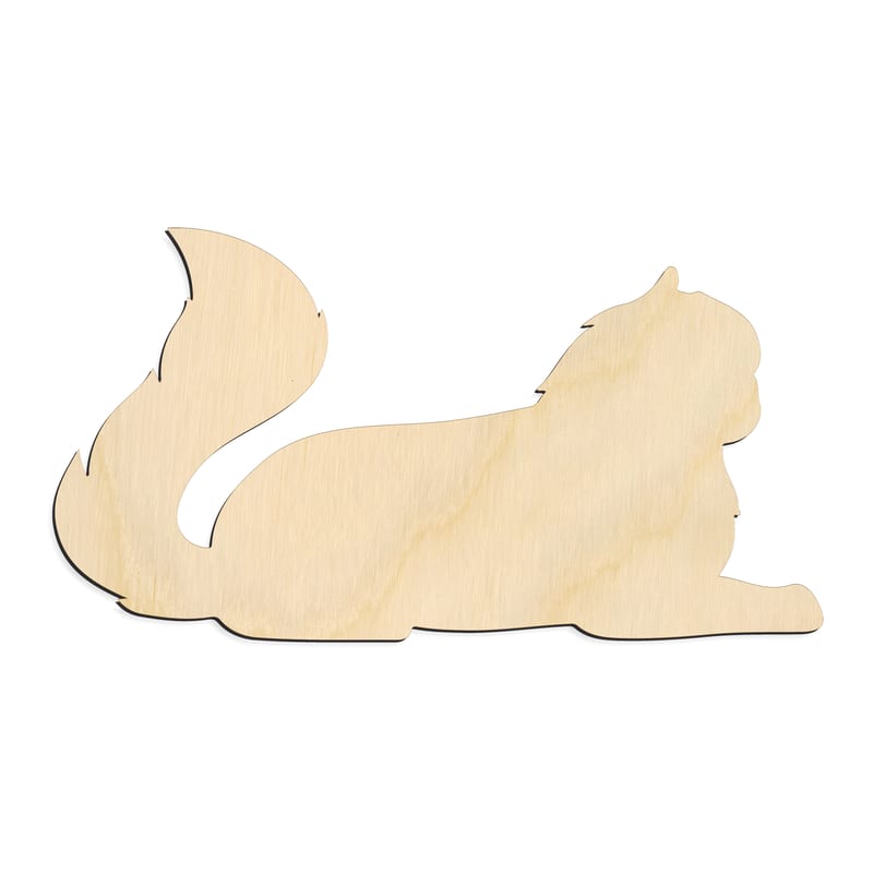 Laser-cut baltic birch silhouette of LYING CAT
