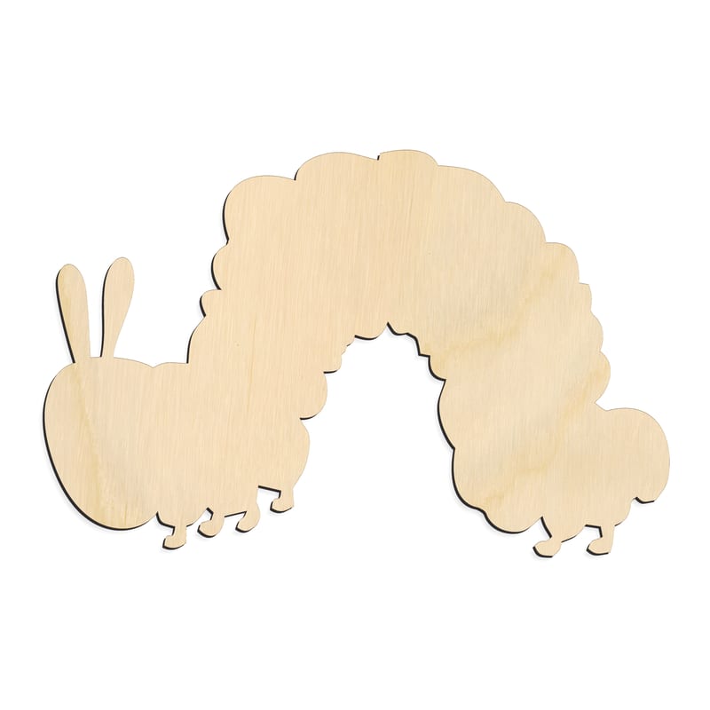 Laser-cut baltic birch silhouette of CATERPILLAR