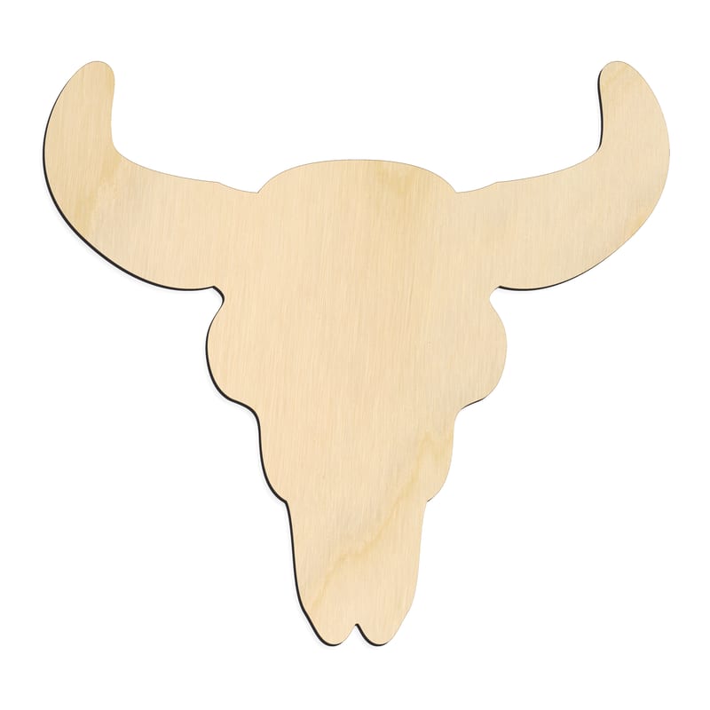 Laser-cut baltic birch silhouette of CATTLE SKULL CLASSIC
