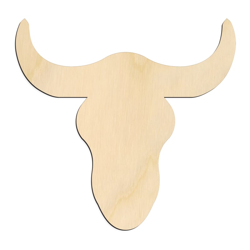 Laser-cut baltic birch silhouette of CATTLE SKULL LONG FACE