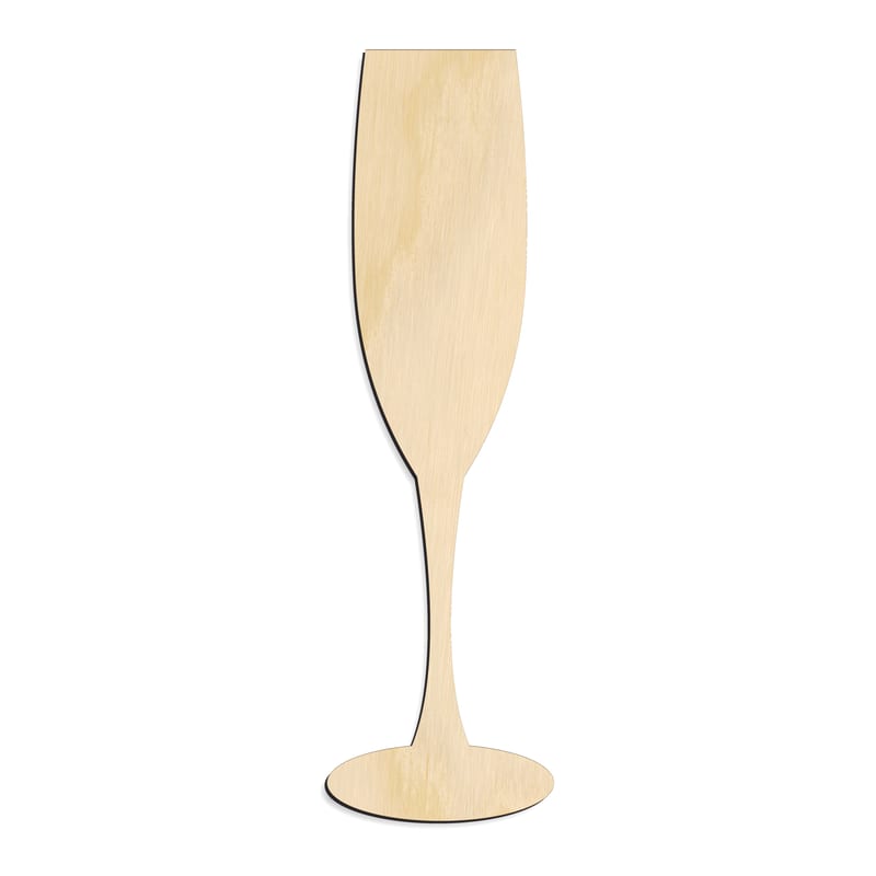 Laser-cut baltic birch silhouette of CHAMGAIGN FLUTE
