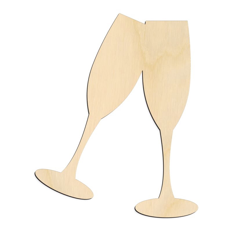 Laser-cut baltic birch silhouette of CHAMGAIGN FLUTE TOAST
