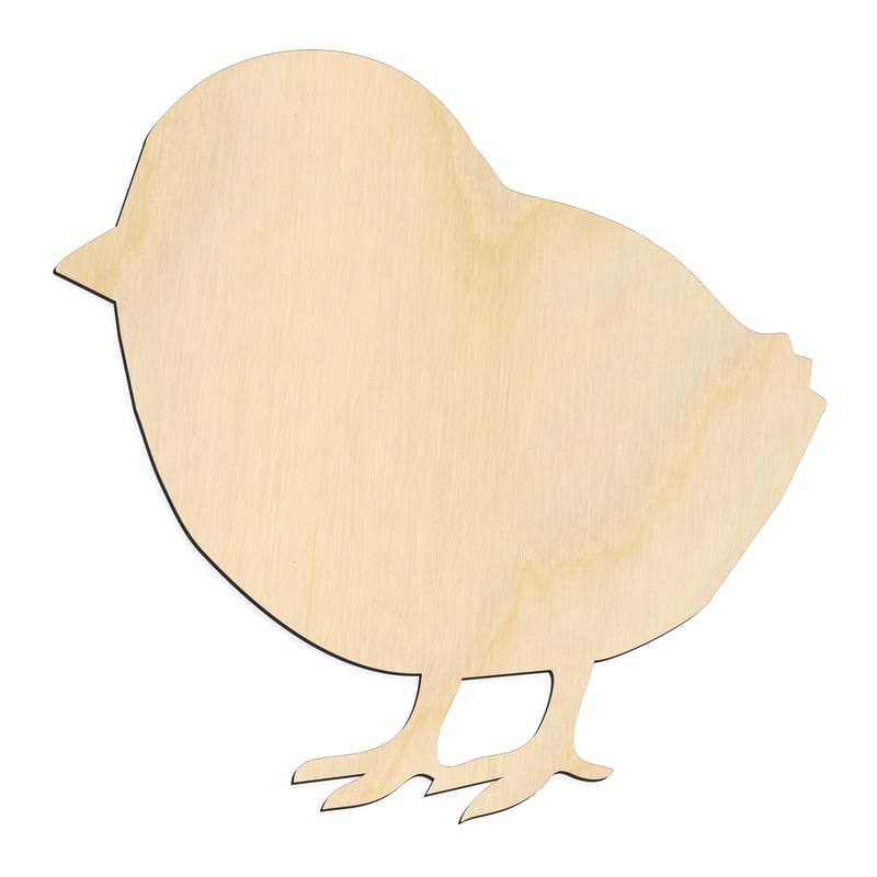 Laser-cut baltic birch silhouette of CHICKEN CHICK