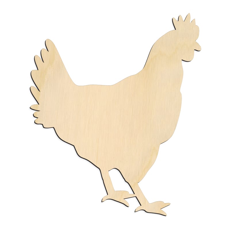 Laser-cut baltic birch silhouette of CHICKEN HEN