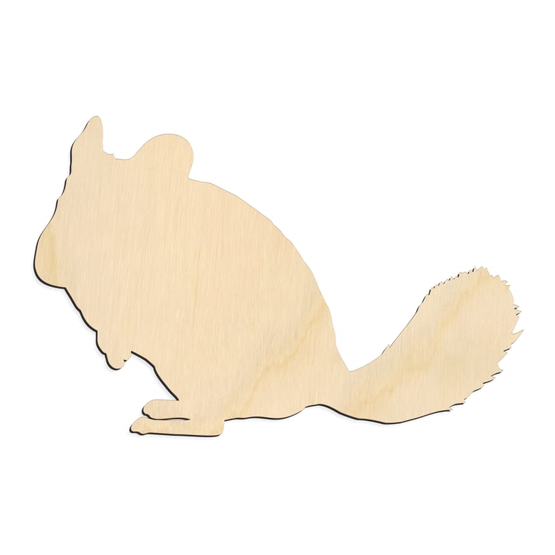 Laser-cut baltic birch silhouette of CHINCHILLA