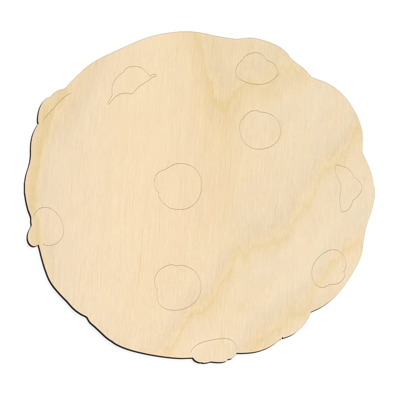 Laser-cut baltic birch silhouette of CHOCOLATE CHIP COOKIE