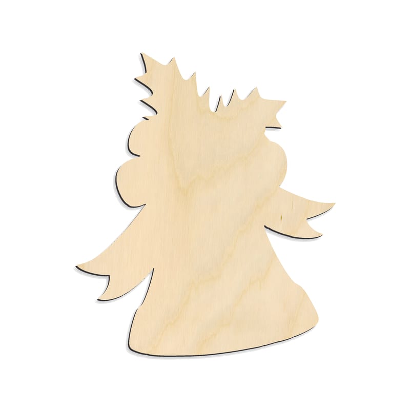 Laser-cut baltic birch silhouette of CHRISTMAS BELLS WITH HOLLY