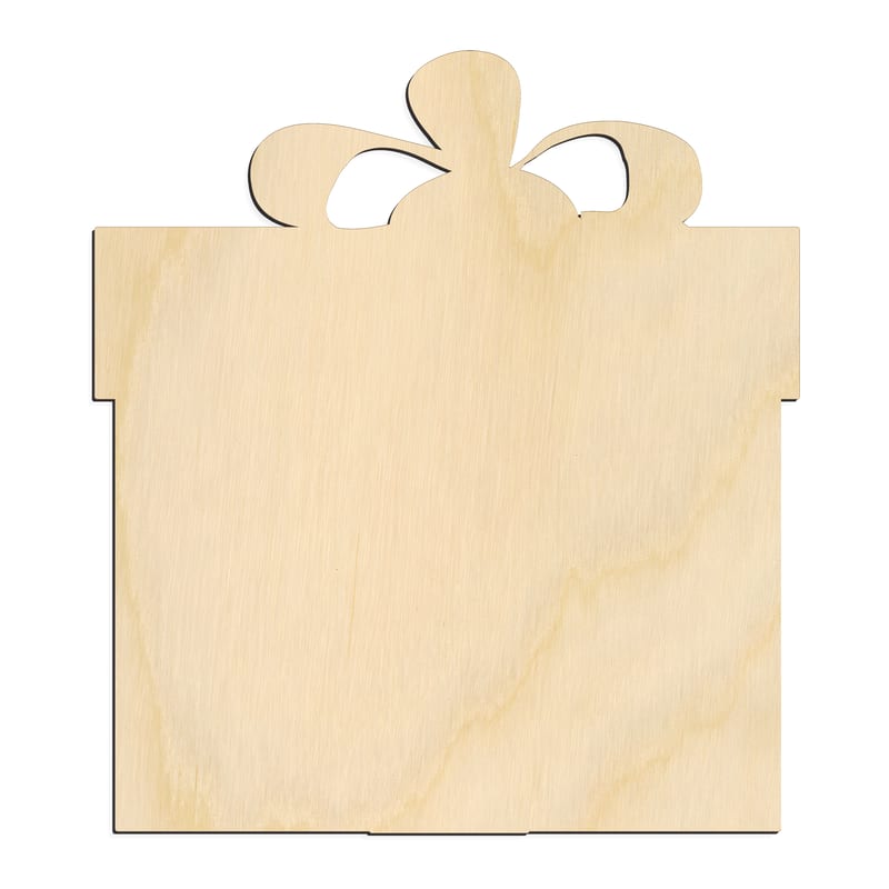 Laser-cut baltic birch silhouette of CHRISTMAS PRESENT RIBBON BOW