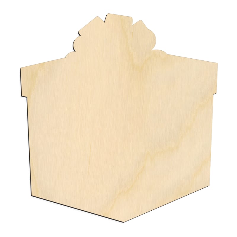 Laser-cut baltic birch silhouette of CHRISTMAS PRESENT TISSUE BOW