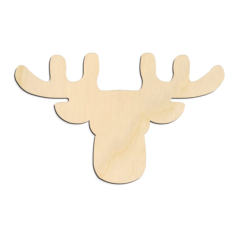 Laser-cut baltic birch silhouette of CHRISTMAS REINDEER HEAD FRONT