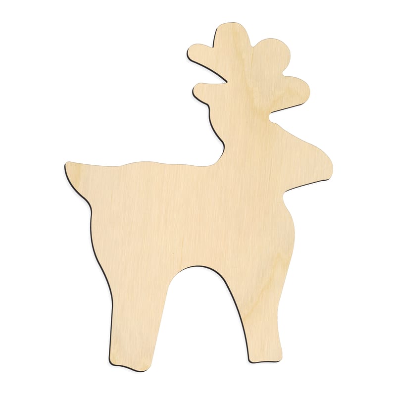 Laser-cut baltic birch silhouette of CHRISTMAS REINDEER STANDING SIDE