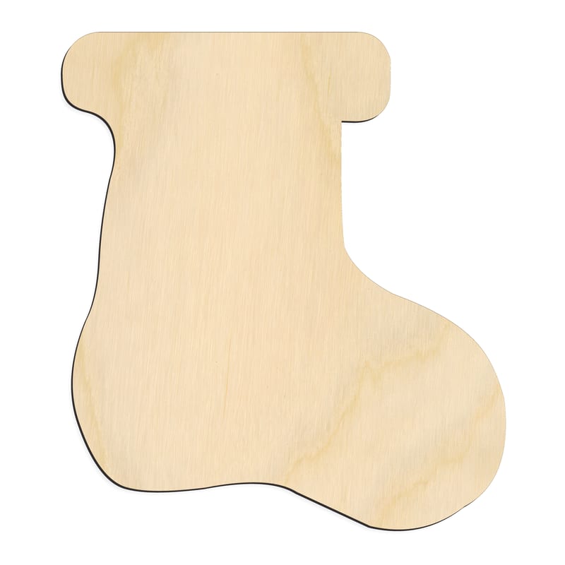 Laser-cut baltic birch silhouette of CHRISTMAS STOCKING ROUNDED TOE