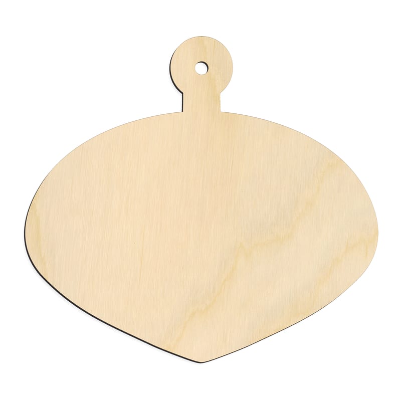 Laser-cut baltic birch silhouette of CHRISTMAS TREE ORNAMENT WIDE OVAL