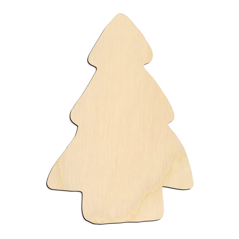 Laser-cut baltic birch silhouette of CHRISTMAS TREE ROUNDED