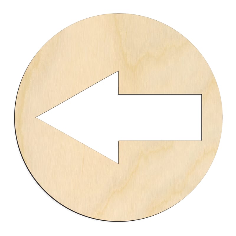 Laser-cut baltic birch silhouette of Circled Arrow