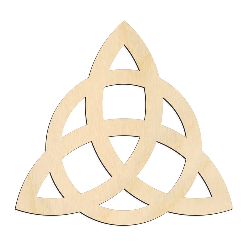 Laser-cut baltic birch silhouette of CIRCLED TRIQUETA SYMBOL