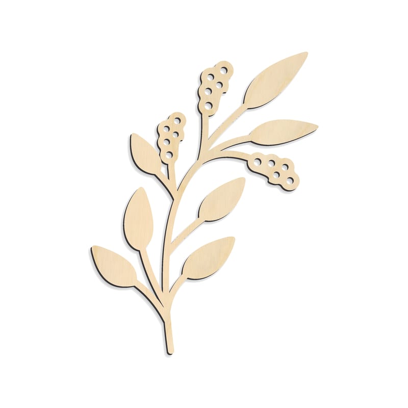 Laser-cut baltic birch silhouette of CIRCULAR ASSEMBLY OLIVE BRANCH