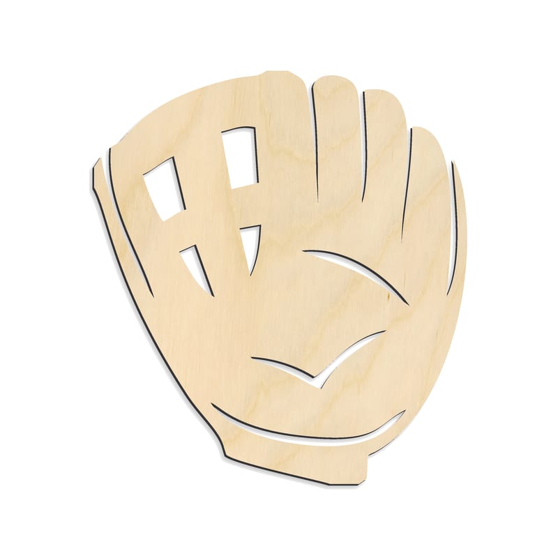 Laser-cut baltic birch silhouette of CLASSIC BASEBALL GLOVE