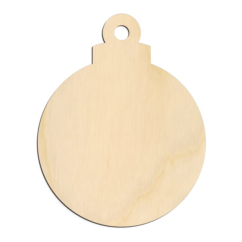 Laser-cut baltic birch silhouette of CLASSIC CHRISTMAS TREE ORNAMENT ROUND