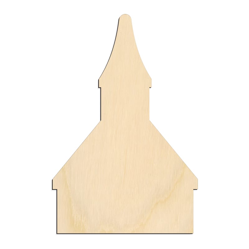 Laser-cut baltic birch silhouette of CLASSIC CHURCH