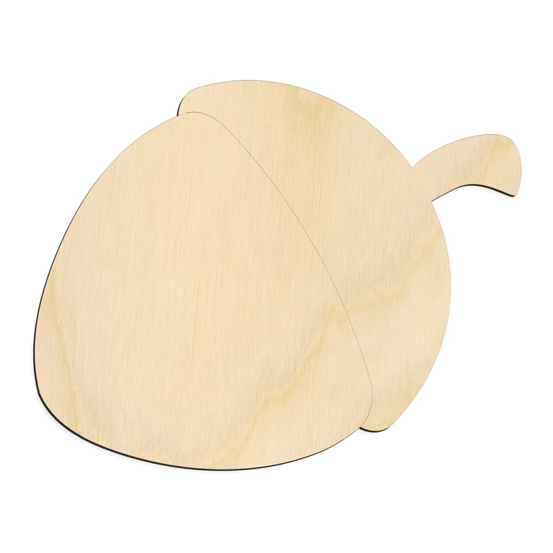 Laser-cut baltic birch silhouette of CLASSIC ENGRAVED ACORN